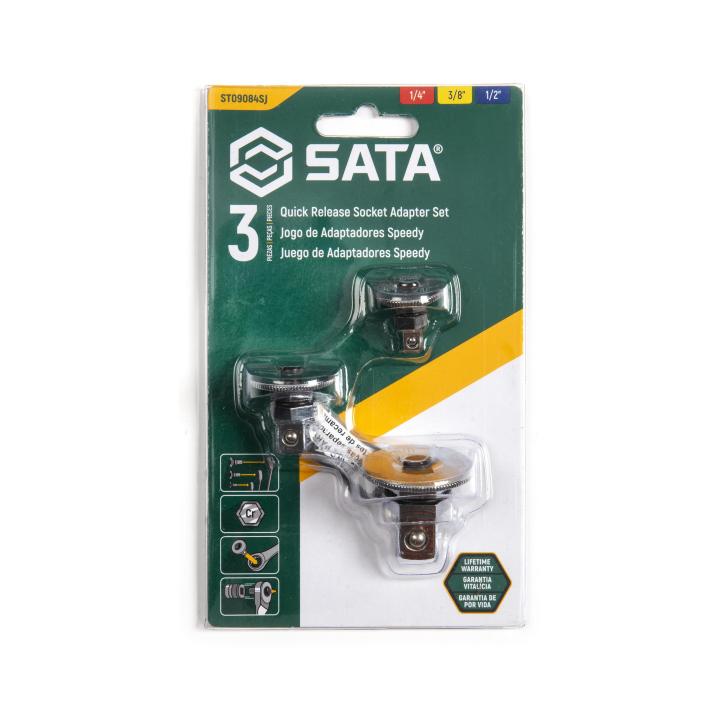 Image of 3 Pc. 1/4", 3/8", and 1/2" Drive Ratcheting Wrench Metric Drive Adapter Set - SATA