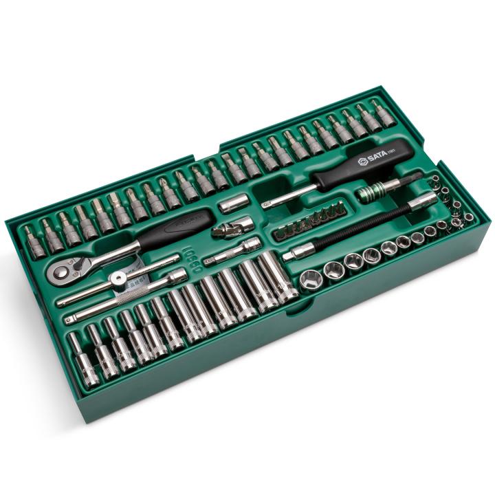 Image of 66 Pc. 1/4" Drive 6 Point Metric Socket Tray Set - SATA